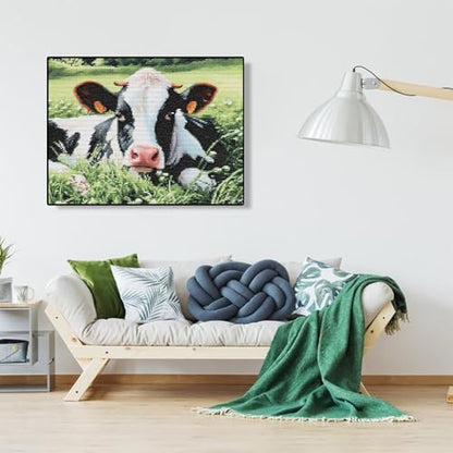 MIJVFNB Dairy Cow Cross Stitch Kits for Beginners Stamped Cross-Stitch Supplies Needlework DIY 11 CT 3 Strands Cotton Thread Printed DIY Needlepoint Kits, Craft Needlework Set 30×40cm