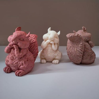 Squirrel Silicone Mold, Cute Squirrel Candle Soap Making Molds, 3D Animal Shaped Cake Fondant Chocolate Decorating Mold, Epoxy Resin Casting Concrete Plaster Wax Art Craft Mould Kit - color: Squirrel