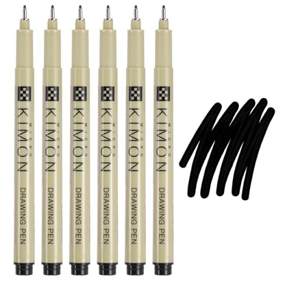 PATIKIL Fineliner Pens, 1mm Fine Points Drawing Pen Waterproof Inking Markers Liner Artist Watercolor Supplies Drawing Kit for Adult Sketching Journaling, Pack of 6 - style: 1mm Fine Points