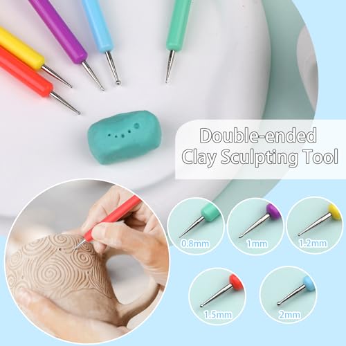 Dotting Tools, Silicone Clay Sculpting Tool, Clay Tools | Polymer Clay Tools, Clay Sculpting Tools with 15 PCS Modeling Dotting Tool, Embossing Tool for Modeling, Nail, Painting - color: Color B