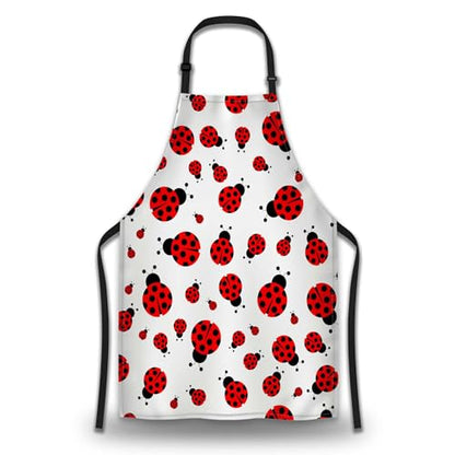 Cute Cooking Apron for Women Red Ladybug Mans Aprons for Cooking Funny for Kitchen Cooking Restaurant BBQ Painting Crafting Gardening 27” (W) x 31” (H), Waterproof Apron - color: Red Ladybug