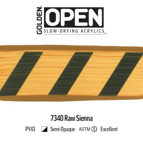 GOLDEN OPEN Slow-Drying Acrylics, Raw Sienna, 5 fl. oz. Tube - color: Raw Sienna, size: 5 Fl Oz (Pack of 1)