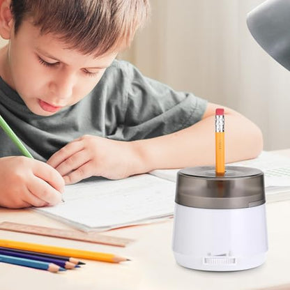 Electric Pencil Sharpener, Dual Power USB Battery Operated, Portable Design for 6-8mm Pencils, Home School Office Use (White) - color: White