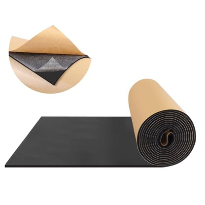 FONUNO Neoprene Foam Padding with Adhesive Closed Cell Foam, Black | Self Adhesive Foam Sheets Neoprene Foam Roll Padding for Gaskets Liner Crafts DIY, 12" Wide x 59" Long x 1/8" Thick - color: Black, size: 12" Wide x 59" Long x 1/8" Thick
