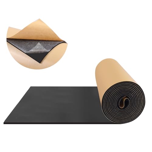 FONUNO Neoprene Foam Padding with Adhesive Closed Cell Foam, Black | Self Adhesive Foam Sheets Neoprene Foam Roll Padding for Gaskets Liner Crafts DIY, 12" Wide x 118" Long x 1/8" Thick - color: Black, size: 12" Wide x 118" Long x 1/8" Thick