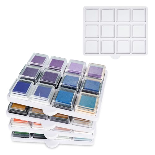 Ink Pad Cube Caddy Mini Size Stamp Pad Storage Tray | Ink Pad Organizer Holder, 1 Tray Holds 12 Inkpad, Set of 5 Trays Holds 60 - size: Ink Pad Cube Caddy Tray