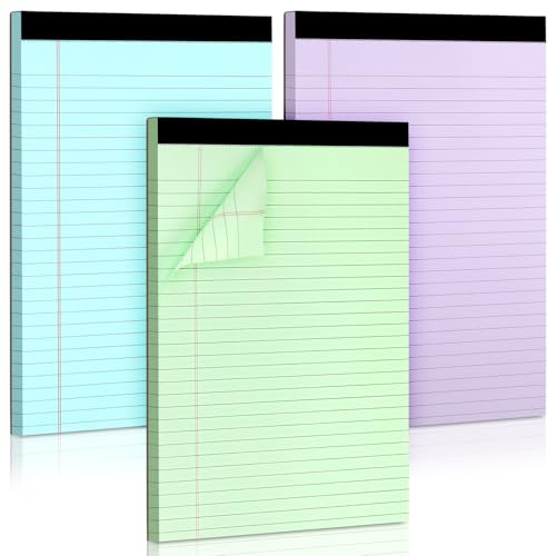 3 Pack Legal Pads Refills Note Pads, Colored Writing Pads 8.5 x 11 Inches | Memo Pads Lined Writing Note Pads, Letter Size Legal Pad Wide Ruled Lined Pads Legal Rule（30 Sheet per Pads）