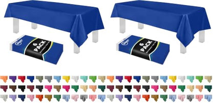 Plastic Table Cloth Disposable 6 Pack 54 x 108 Inch Rectangle Table Cloths - color: Blue, size: 54 inches x 108 inches Rectangle (Pack of 2)