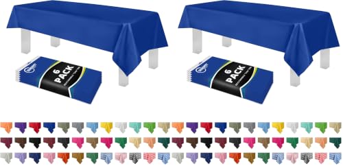 Plastic Table Cloth Disposable 6 Pack 54 x 108 Inch Rectangle Table Cloths - color: Blue, size: 54 inches x 108 inches Rectangle (Pack of 2)