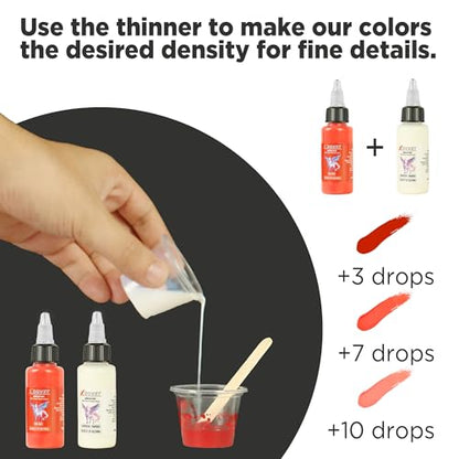 XDOVET Airbrush Paint 28 Colors (30 ml/1 oz) with 2 Thinner - Ready to Spray Opaque Neon Colors Water-Based Premium Acrylic Paint Kit for Beginners, Hobbyists and Artists