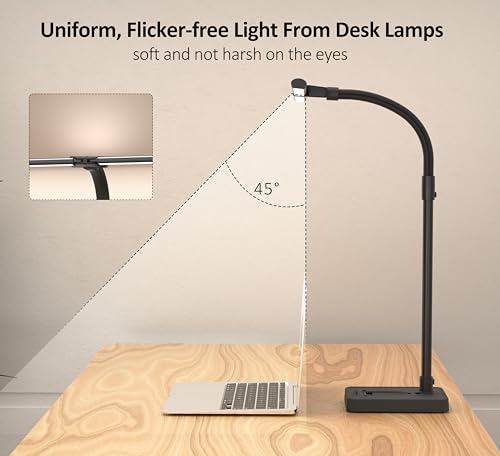 Double Head LED Desk Lamp, Architect Desk Lamps for Home Office, 24W Brightest Workbench Office Lighting-5 Color Modes and 5 Dimmable Eye Protection Modern Desk Lamp (Black-Desktop, Big) - color: Black-Desktop