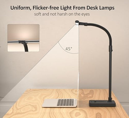 Double Head LED Desk Lamp, Architect Desk Lamps for Home Office, 24W Brightest Workbench Office Lighting-5 Color Modes and 5 Dimmable Eye Protection Modern Desk Lamp (Black-Desktop, Big) - color: Black-Desktop