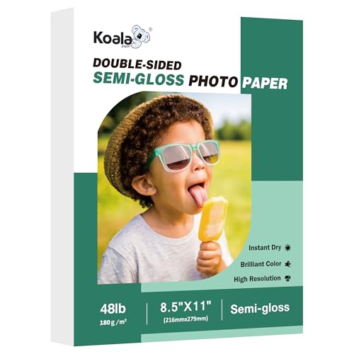 Koala Double Sided Semi-Gloss Photo Paper 8.5X11 Inch 100 Sheets 48LB - size: 8.5"X11"