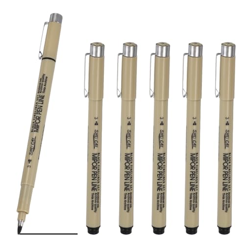 PATIKIL Fineliner Pens, 6 Pcs 3 3mm Fineliner Marker Black Waterproof Ink Archival Drawing Pens Art Supplies Set for Sketching Journaling Scrapbooking Artist Illustration - size: 3 3mm