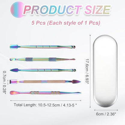 MECCANIXITY 5 Pcs Wax Carving Tools Stainless Steel Wax Carving Sculpting Tools with Portable Metal Case for Modeling Shaping, Rainbow - color: Rainbow