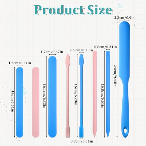 8 Pcs Reusable Wax Sticks, Reusable Epoxy Paint Mixing Sticks, Colored Silicone Wax Stick, Waxs Spatula for Resin Mixing, Paint, Liquid, Facial Mask Stirring Rods