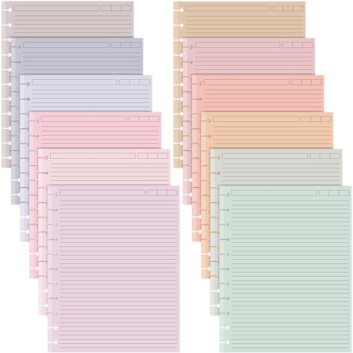 12 Pack 480 Sheets Colored Discbound Refill Paper 8.5 x 11 Inch College Ruled 11 Disc Letter Size Lined Paper Multicolored Notebooks for Refill Journaling(Soft Color) - color: Soft Color