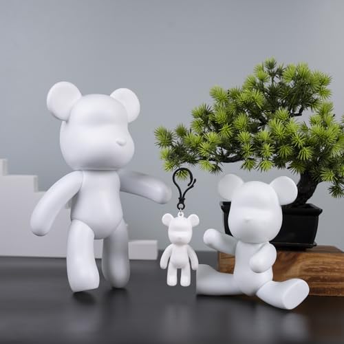 7+9 inch Blank Bear Mold 2 Set DIY Fluid Bear + 1 Keychain Creativity Figure for Home Decoration