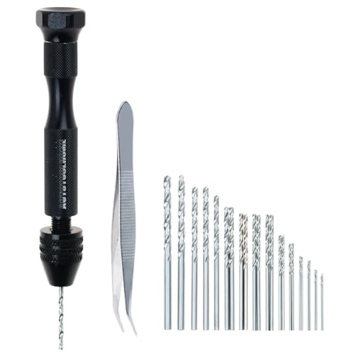 Precision Pin Vise Hand Drill Manual w/Micro Twist Drill Bits Set 0.5-3.0mm | Rotary Tool Craft Drill for Jewelry Making, Wood, Plastic, Resin, PCB,Miniature, Beads, Clay Etc Manual Making DIY Drilling
