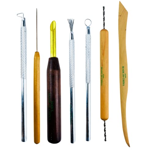 Artist's Best 7 Piece Sculpture Set for Clay Modeling || Includes Hole Cutter, Drill, Ribbon Wire Knife, Needle, Shaping Tool - size: 7 Piece