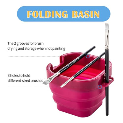 Falling in Art 16 Wells Airtight Paint Palette with Lid, Red - color: Red