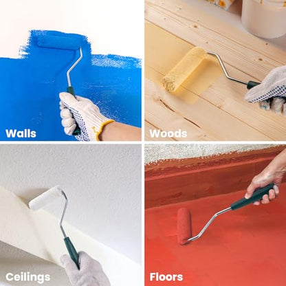 Paint Roller Kit, 17 Pack, 4 Inch Paint Roller, Paint Brush | Small Paint Roller with Tray Liners, Microfiber Roller Covers, Mini Paint Kit for Painting Walls, Doors, Cabinets and Trims - color: 4" paint roller kits, paint brush
