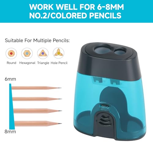 Eagle Manual Pencil Sharpener, 2 Holes, for Standard and Jumbo Color Pencils, 24×51×63 MM, Perfect for Kids, Pack of 2 - color: Blue