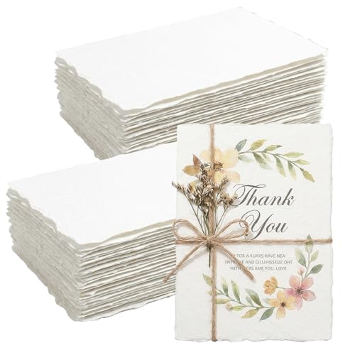 ANSSDO 100 Sheets Cotton Deckled Edge Watercolor Paper 5 x 7 inch | Cold pressed textured sheets for watercolor painting, wedding invitations, sketch & mixed media art - size: 5 x 7