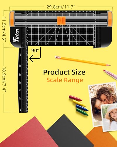 Firbon A5 Paper Cutter, Small Straight Paper Trimmer with Side Ruler | Black Compact Design | Cuts Photo, Cardstock, Labels & Coupons | Portable Desktop Slicer | Scrapbooking & Craft Projects - color: A5-black