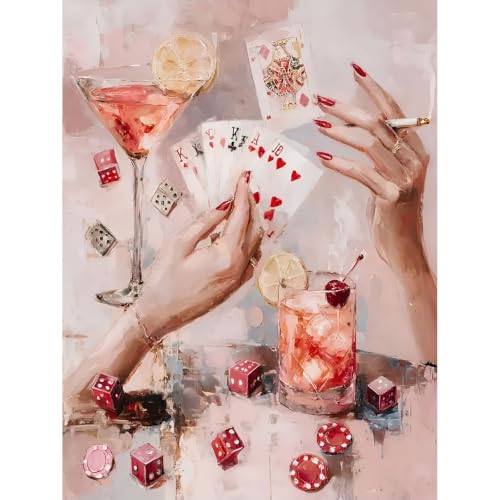 Pink Poker Diamond Art Kits for Adults Diamond Painting Kit for Beginner - color: DP04358, size: Round Drill