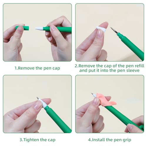 LUCKFUTURE Disappearing Ink Pen, Magic Pens with Grips and Refills, Suitable for Handwriting Practice Book, Reusable Drawing Pen of Invisible Ink, Children's Writing Practice Aid - size: Pens with Grips and Refills