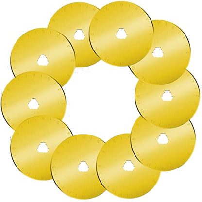 45mm Rotary Cutter Blades 10-Pack Replacement Blades Fits Fiskars, OLFA for Quilting Scrapbooking Sewing Arts & Crafts Sharp and Durable Cutter Blade - color: Titanium Plating (45mm 10pcs)