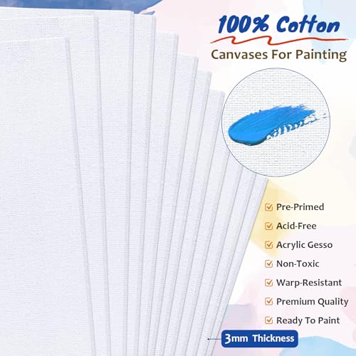 Halobios 12-Pack 11x14 inch Canvas Boards for Painting, Canvas Panels for Kid & Adults 100% Cotton Gesso Primed Art Painting Supplies for Acrylic, Oil, Tempera & Watercolor - size: 12 Packs-11x14IN