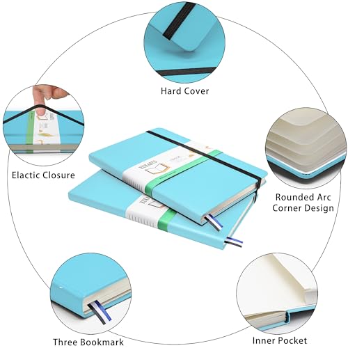 Hardcover Notebook Blank Journal Sketchbook for Drawing, Medium 5.5 by 8.4 Inch, 100 GSM Thick Paper (LightBlue, Plain) - color: LightBlue