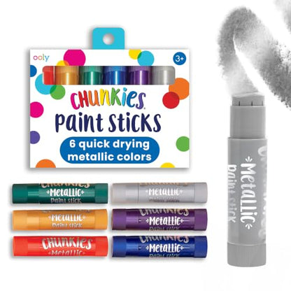 Ooly Chunkies Easy Grip Tempera Paint Sticks for Kids, Set of 6 - Metallic - color: Metallic