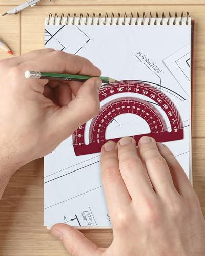 Honagu Triangular Ruler Set, 4 Pieces Aluminum Alloy Ruler, Metal Drafting Ruler, Geometric Protractor for Students, Draftsmen, Engineers, School Office Supplies (Rose Red) - color: Rose Red