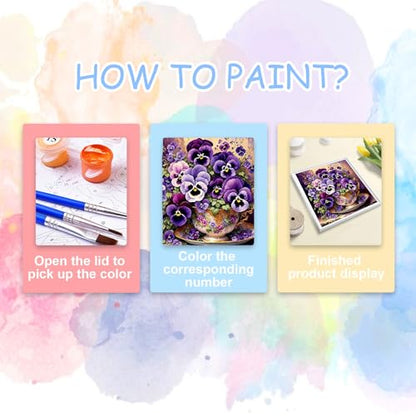 Flower Paint by Numbers Kit for Adults, Paint by Number for Adults Flowers - color: Pansy