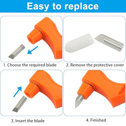 Orange Craft Cutting Tools, Craft Cutting Knives | 3 Different 360 Degree Rotating Blades, Cutting Mat, Stainless Steel Cutter Pen - color: Orange