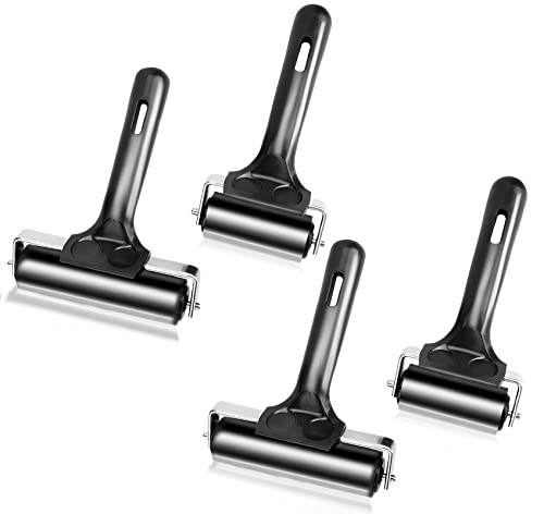 Yesland 4 Pcs Brayer Roller, Black Rubber Roller for Printmaking Wallpapers Stamping Gluing Application - 3-7/8 & 2-3/8 Inches - size: 3.8'' & 2.2''