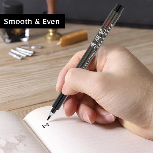 Calligraphy Hand Lettering Brush Pens Drawing Markers Beginners | Kits Chinese Japenese Pens Black Ink for Journaling, Writing, Art Drawing, 3 Size(Pack of 6)