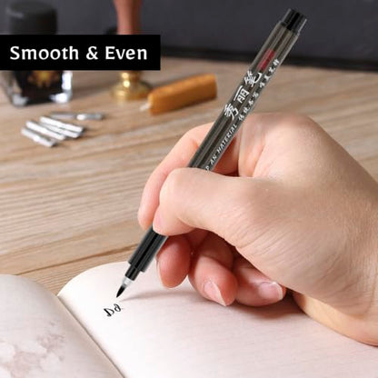 Calligraphy Hand Lettering Brush Pens Drawing Markers Beginners | Kits Chinese Japenese Pens Black Ink for Journaling, Writing, Art Drawing, 3 Size(Pack of 6)