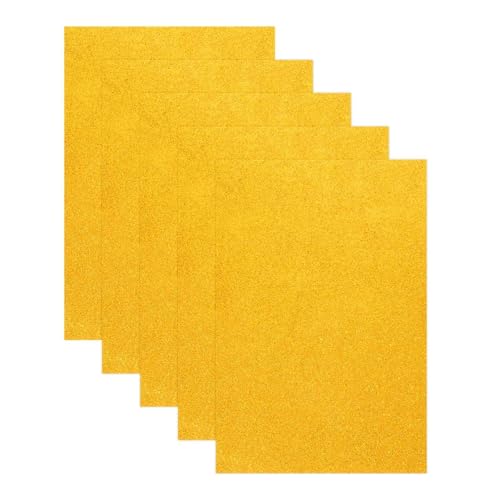 MECCANIXITY 5 Sheets Gold Shiny Foam Sheets, 8 Inch x 12 Inch Sparkle EVA Foam Handicraft Sheets EVA Paper for Art Crafts Projects, Scrapbook Gift DIY Card Party Decoration - color: Gold