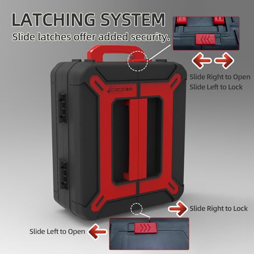 Hard Case First Aid Kit 408 Pcs - Wall Mountable Trauma Kit for Car, Home, Office & Truck - Comprehensive Large First Aid Supplies with Color-Coded Labelled Compartments - color: Red & Black