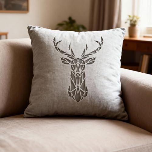 TIAMECH A4 Reusable 3D Deer Head Stencil for Painting - style: Vintage Floral Totem