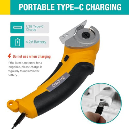 VLOXO Cordless Electric Scissors 4.2V Electric Cutter with Safety Lock | Electric Box Cutter for Cardboard Multi-Cutting Tools Lightweight Left-Right Grip for Carpet Felt Plastic with Storage Box