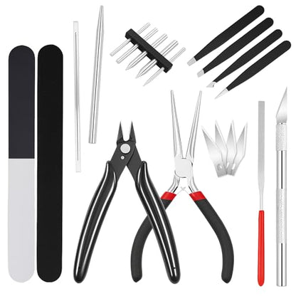 Mandala Crafts 22 PC Model Building Hobby Tools Kit for Metal & Plastic | Pliers, Clipper, Knife, Bending, Winding, Twisting Rod for Miniatures, Mecha, Scale Kits, Aircraft, Tanks, Ships, Cars, Resin - style: 3D Metal Model Puzzle Tool 25 PCs