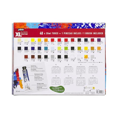 PEBEO Pébéo Fine XL Oil Paint Set, Complementary Colours, 40 x 20 ml + Brush - size: 40 x 20 ml + Brush
