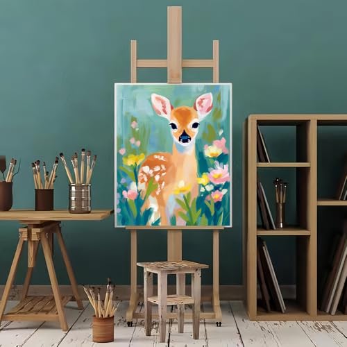 Natuyalo Mountain Paint by Number for Adults - Little Deer Paint by Numbers for Adults Beginner, Animals Paint by Numbers Kit for Gift Home Wall Decor 16x20 inch - color: Color-08