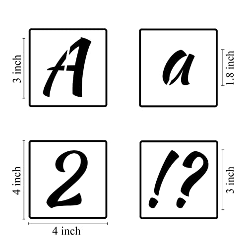 3 Inch Alphabet Letter Stencils for Painting - 70 Pack Letter and Number Stencil Templates with Signs for Painting on Wood, Reusable Numbers and Letters Stencils for Chalkboard Wood Signs & Wall Art - size: 3 Inch