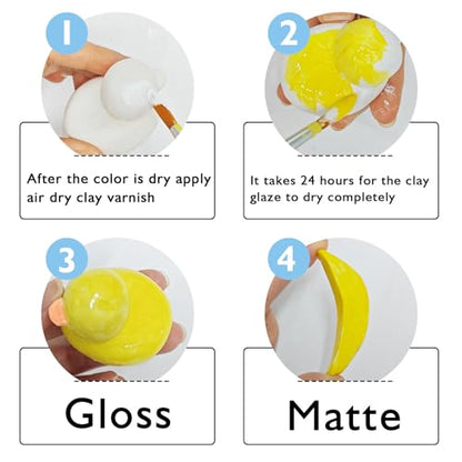 2 x 50ml Air Dry Clay Glaze, Protect Clay Surfaces, Gloss & Matte Glaze | Gloss & Matte Glaze, Air Dry Clay Varnish, Waterproof, Dustproof,Prevents Clay Scratches & Wear - size: gloss+matte